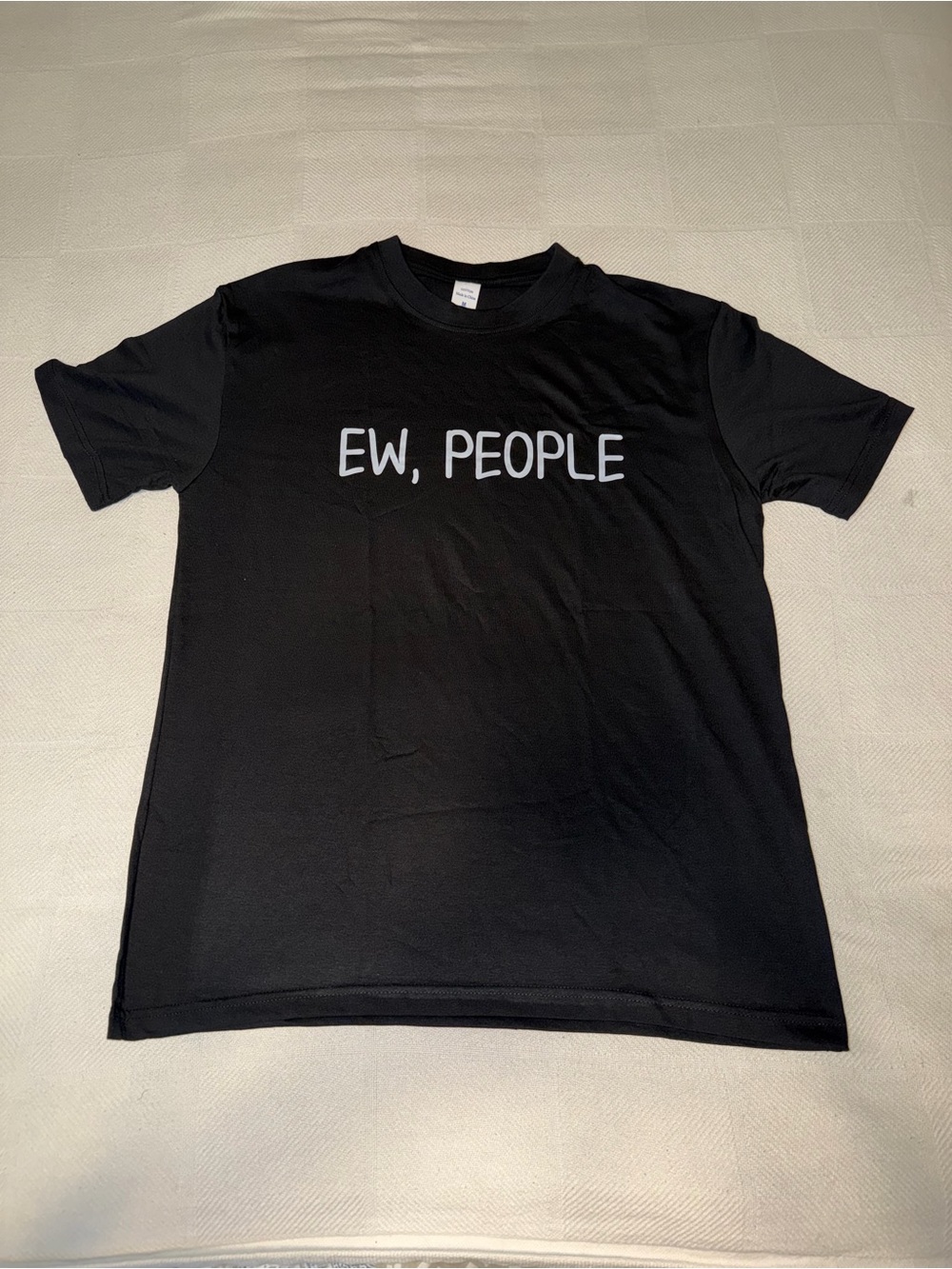 Black Short-Sleeve Graphic Tee with "EW, PEOPLE" Print